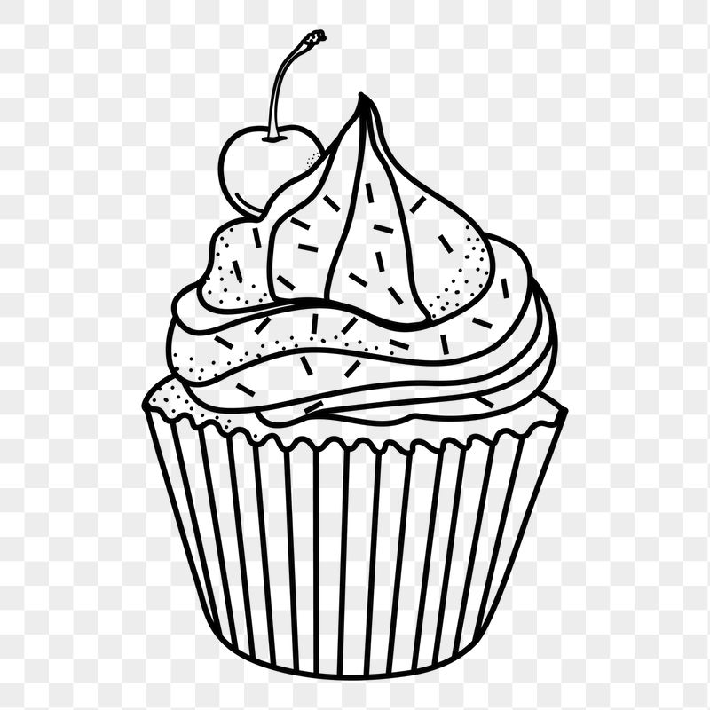 Cupcake png doodle sticker, black | Free PNG Illustration - rawpixel