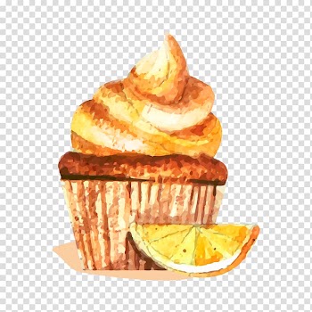 Cupcake Watercolor painting, Drawing Cake transparent background PNG clipart
