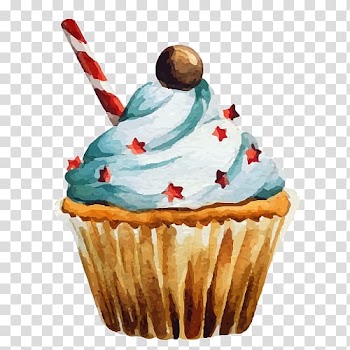 Cupcake Watercolor painting Illustration, ice cream transparent background PNG clipart