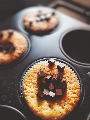 Cupcake With Chocolate Chunks on Top