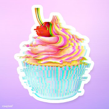 Cupcake with glitch effect sticker with white border overlay | Free  illustration - 2359145
