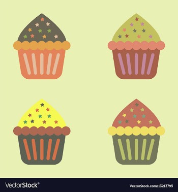 Cupcakes set icons vector image