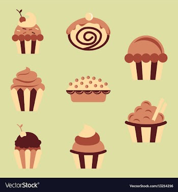 Cupcakes set icons vector image