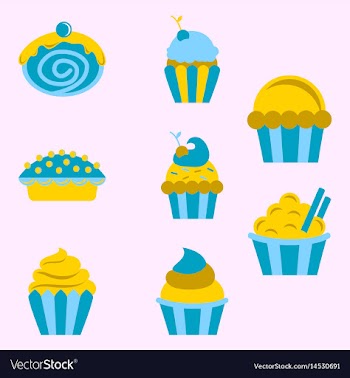 Cupcakes set icons vector image