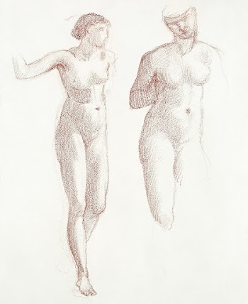 Cupid and Psyche - Female Nude - Two Studies… | Free public domain illustration