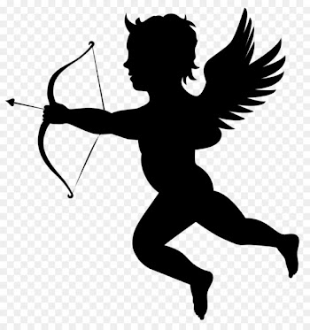 Cupid Arrow Valentines Day Illustration - Angel Silhouette 