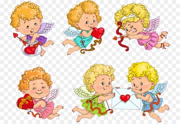 Cupid Drawing Heart Illustration - 6 cute blond angel vector 