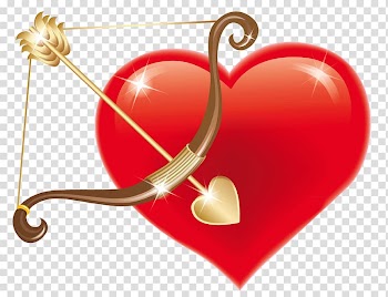 Cupid Heart , Red Heart with Cupid Bow , brown bow and red heart transparent background PNG clipart