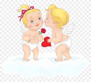 Cupids On Clouds Clipart - Cute Cupid Clipart