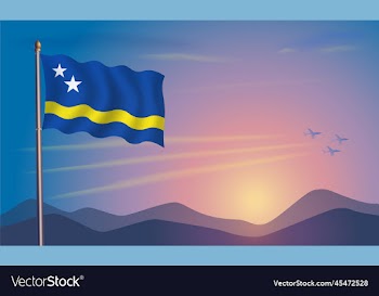 curacao flag in the morning sun