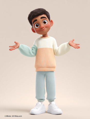 Curious Cartoon Boy in Pixar Style