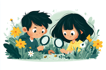 Curious Children Exploring a Garden