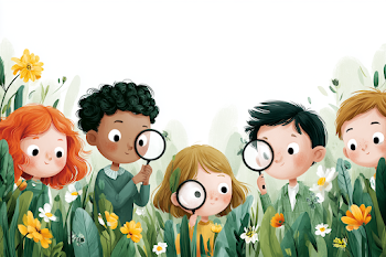 Curious Children Exploring a Garden