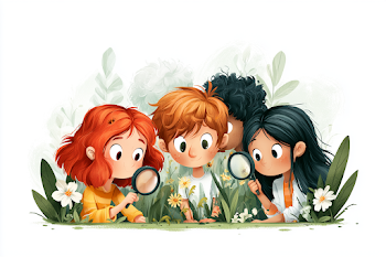 Curious Children Exploring a Sunny Garden