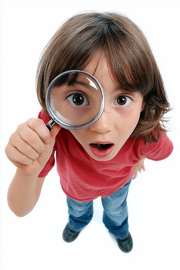 Curious Young Girl with Magnifying Glass