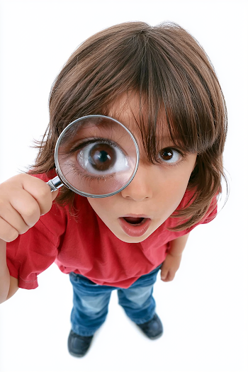 Curious Young Girl with Magnifying Glass