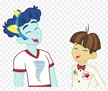 Curly Winds And Wiz Kid Laughing By Cloudyglow - Equestria Girl Si Equestria Boy