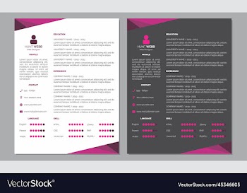 curriculum vitae resume clean and dark pink color