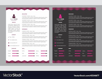 curriculum vitae resume template pink dark color