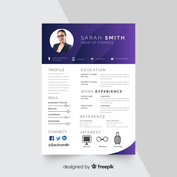 Curriculum vitae template with photo Free Vector