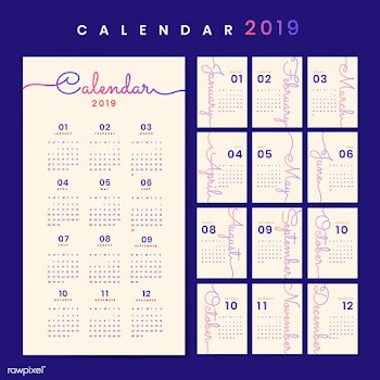 Cursive design calendar mockup | Free stock vector - 554976