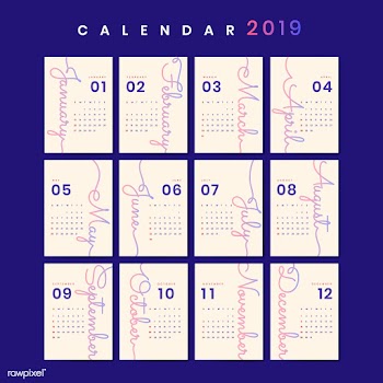Cursive design calendar mockup | Free stock vector - 554979