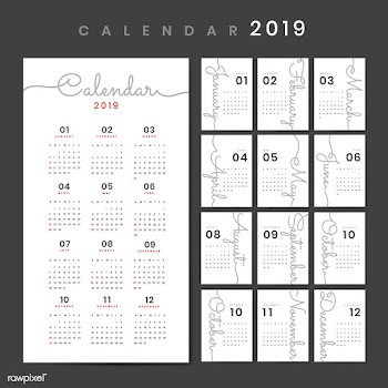 Cursive design calendar mockup | Free stock vector - 555014