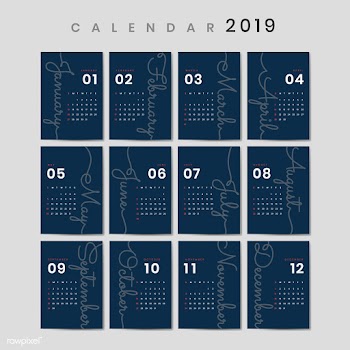 Cursive design calendar mockup | Free stock vector - 555026