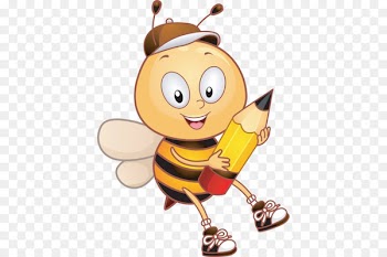 Cursive Handwriting Books for Kids: Childrens Reading & Writing Education Books - Cartoon little bee pencil 