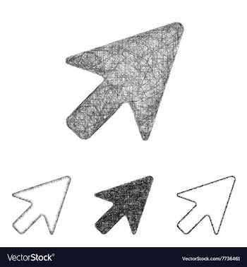 Cursor icon set - sketch line art vector image