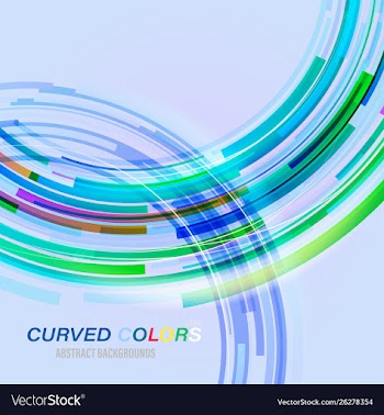 Curved colors abstract on a blue vector image