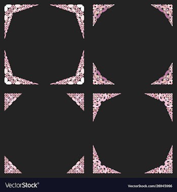 Curved stone mosaic corner design set vector image