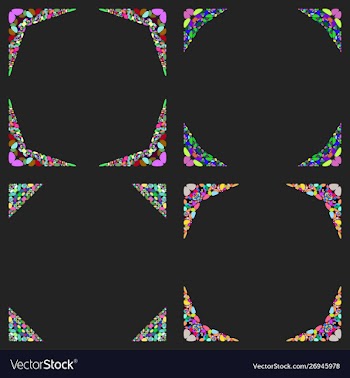 Curved stone mosaic page border design set vector image