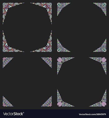 Curved stone mosaic page border design set vector image