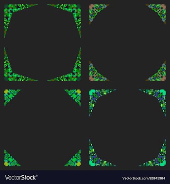 Curved stone mosaic page border design set vector image