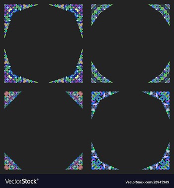 Curved stone mosaic page border design set vector image