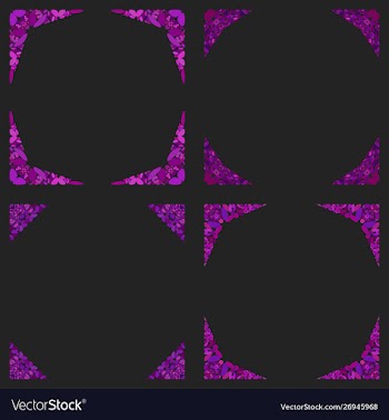 Curved stone mosaic page corner design set vector image