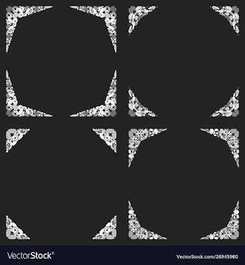 Curved stone mosaic page corner design set vector image