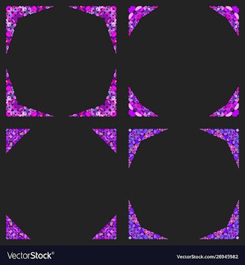 Curved stone mosaic page corner design set vector image