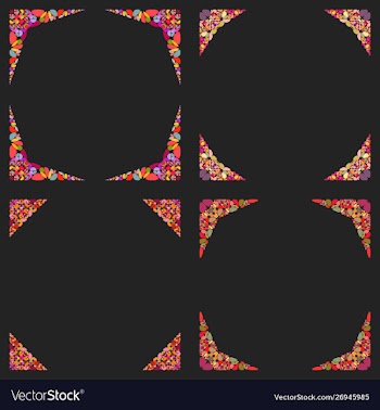 Curved stone mosaic page corner design set vector image