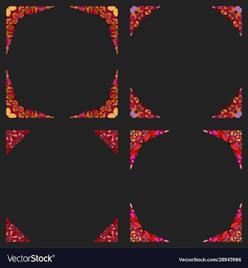 Curved stone mosaic page corner design set vector image