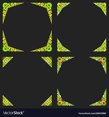 Curved stone mosaic page corner design set vector image