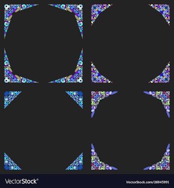 Curved stone mosaic page corner design set vector image
