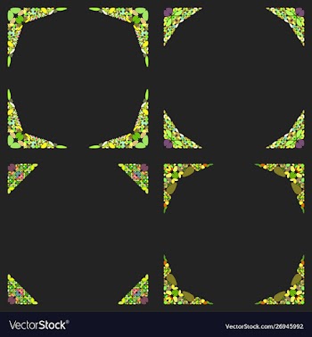 Curved stone mosaic page corner design set vector image