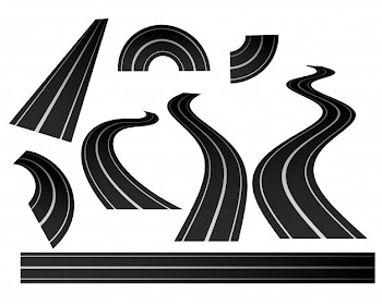 Curved winding road direction set Free Vector