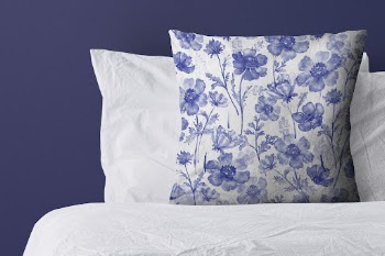 Cushion cover with floral blue | Free Photo - rawpixel