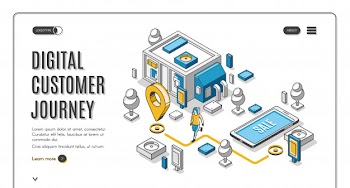 Customer journey map isometric banner Free Vector