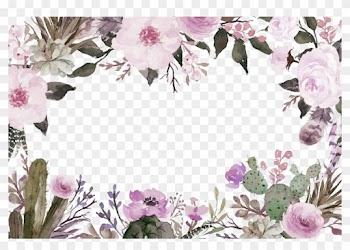 Cut Flowers Watercolor Painting - Transparent Spring Watercolor Border