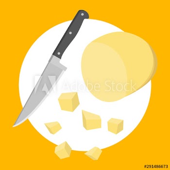 Cut potatoes with knife