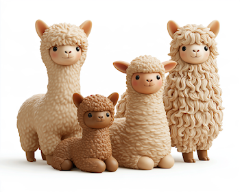 Cute 3D Alpaca Family Illustration